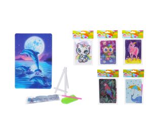 Kreativní set diamond painting 10x15 cm MIX + stojánek