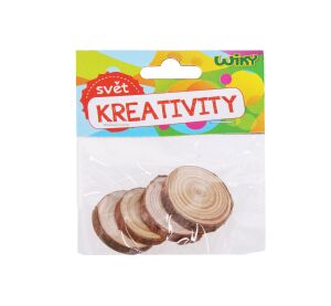 Dřevěné kolečko 3-4x0,5 cm, 4 kusy