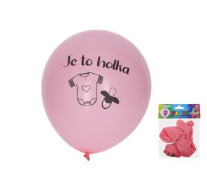 Balónek nafukovací 30 cm - sada 5ks, Holka