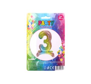 Balónek nafukovací - číslo 3 duha