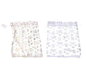 Sáček ORGANZA Vločky 17x23 cm Vánoce
