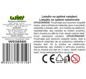 Letadlo kovové na zpětné natažení 14 cm