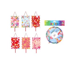 Lampion válec 16 cm Květiny