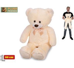 Plush Friends medvěd plyšový 80cm béžový s mašlí