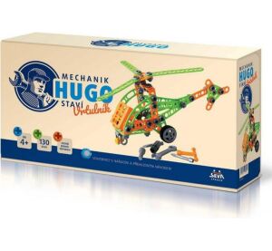 Stavebnice HUGO Vrtulník s nářadím 130ks plast v krabici 31x16x7cm