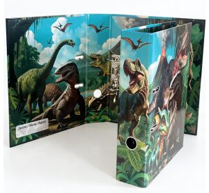 Designový pákový pořadač A4 7,5 cm karton - svět dinosaurů