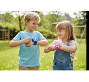 Hodinky a vysílačka walkie-talkie set fialové 2 ks