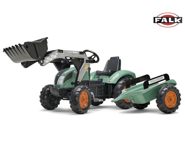 FALK Traktor šlapací SUPER LOADER 1054AM s nakladačem a přívěsem - zelený
