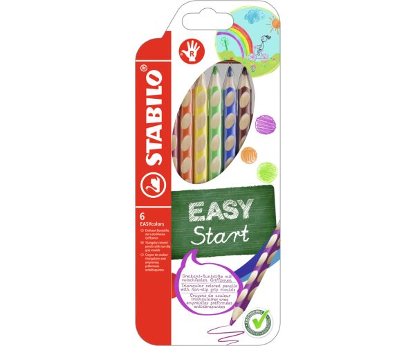 Ergonomické pastelky pro praváky - STABILO EASYcolors - 6 ks sada - 6 různých barev