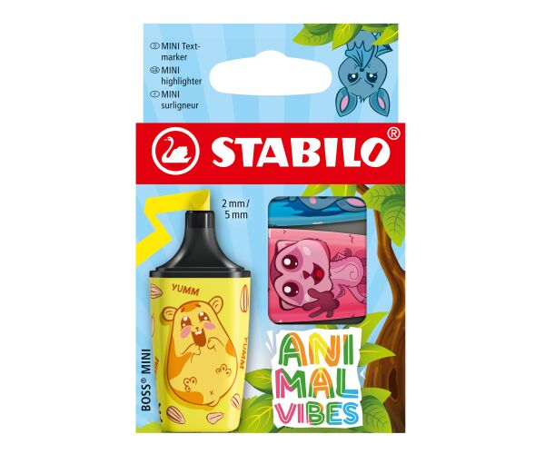 Zvýrazňovač - STABILO BOSS MINI Animal Vibes - 3 ks sada - neonové barvy