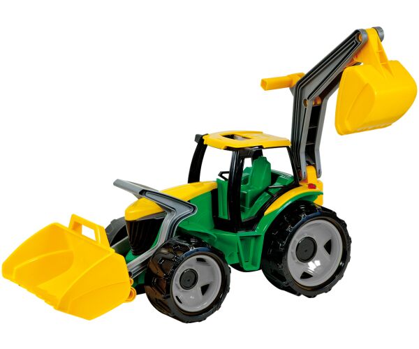 Traktor se lžící a bagrem, zeleno žlutý, 107cm