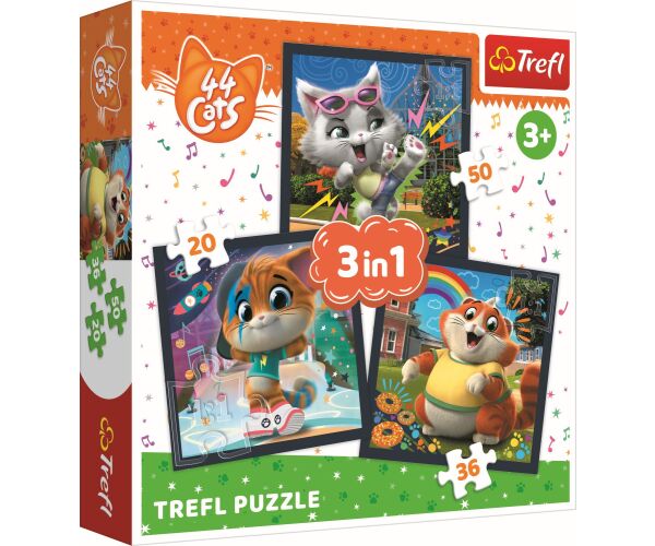 Trefl Puzzle 3v1 - Seznamte se s milými kočkami