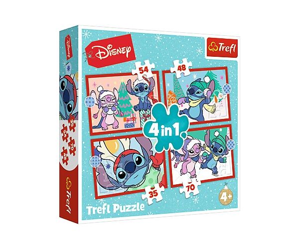 Trefl Puzzle 4v1 Stitch Vánoce