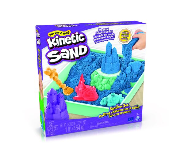 KINETIC SAND KRABICE TEKUTÉHO PÍSKU S PODLOŽKOU MODRÁ
