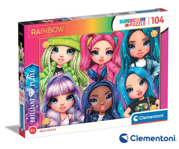 Clementoni - Brilliant puzzle Rainbow High: Duhové kamarádky 104 dílků