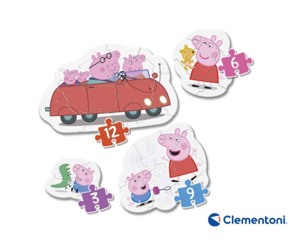 Clementoni - Moje první puzzle Prasátko Peppa 4v1 (3,6,9,12 dílků)