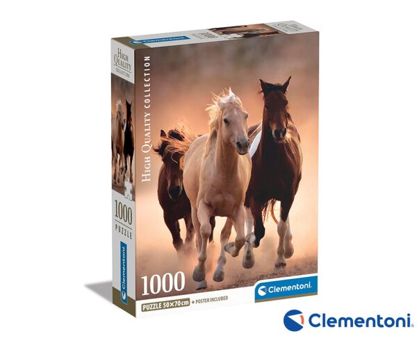 Clementoni - Puzzle 1000 Běžící koně
