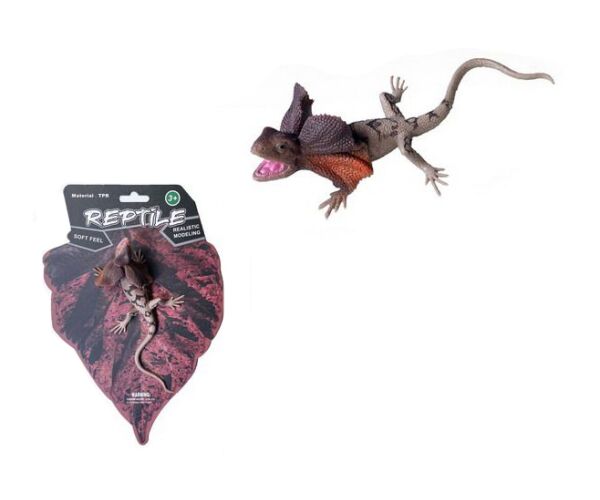 Ještěrka gumová  Agama límcová 18 cm