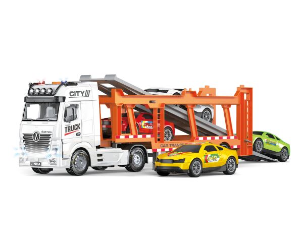 Auto tahač na setrvačník 56 cm s auty set 4ks