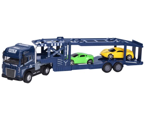 Auto kovové tahač s auty na setrvačník set 42 cm