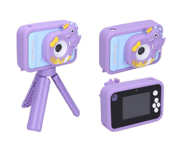 Dětský digitální fotoaparát silikonové pouzdro dino stativ - foto 48Mpx, video Full HD