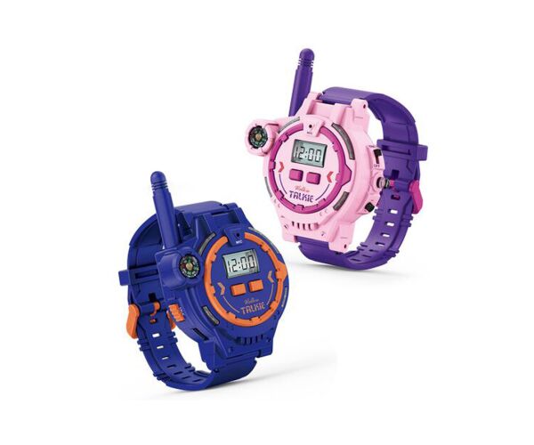 Hodinky a vysílačka walkie-talkie set fialové 2 ks