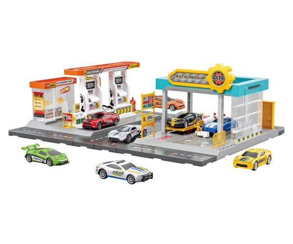 Čerpací stanice autoservis 2v1 set 43,5x34x15,5 cm