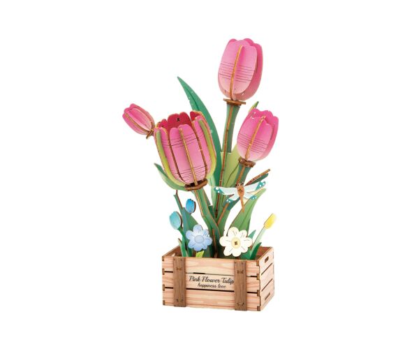 Stavebnice 3D dřevěná - Tulipán 21 cm