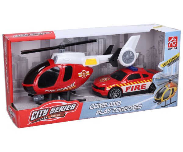Hasičský vrtulník s efekty set 29cm