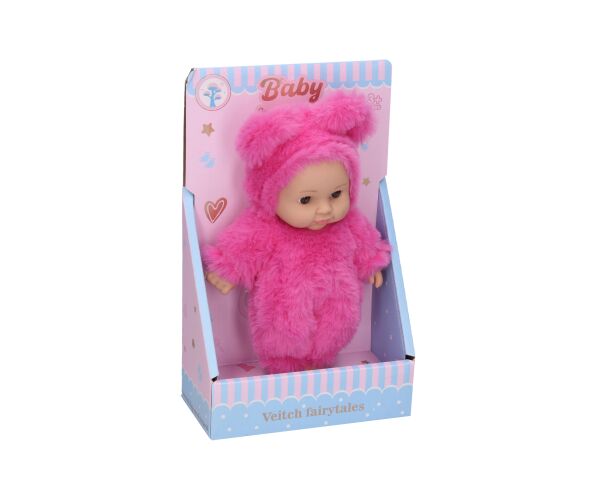 Miminko v kožíšku tmavě růžová 19cm
