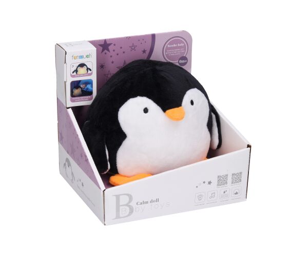 Plyšová lampička tučňák s hudbou 22 cm
