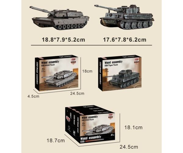 Stavebnice dřevěná Tank 18 cm