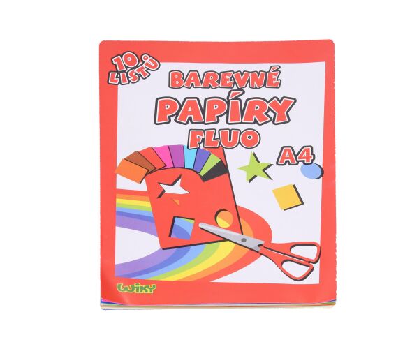 Papíry barevné fluo A4, 10 listů