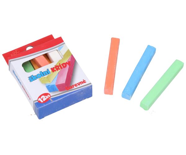 Křídy školní barevné 12 ks