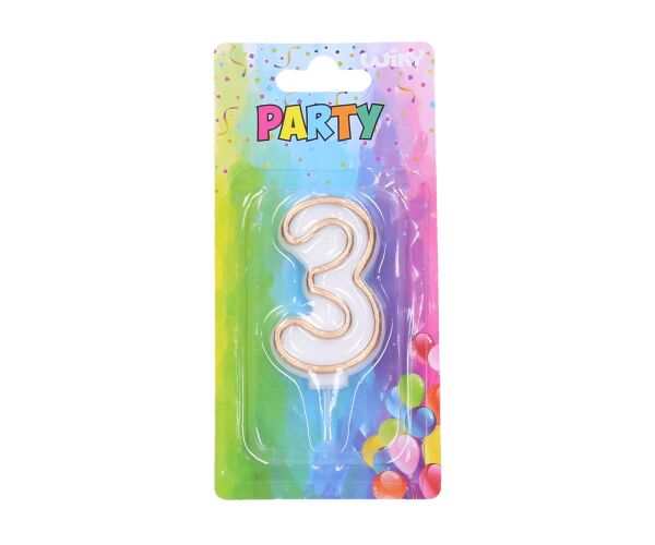 Párty svíčka 3 - zlatá