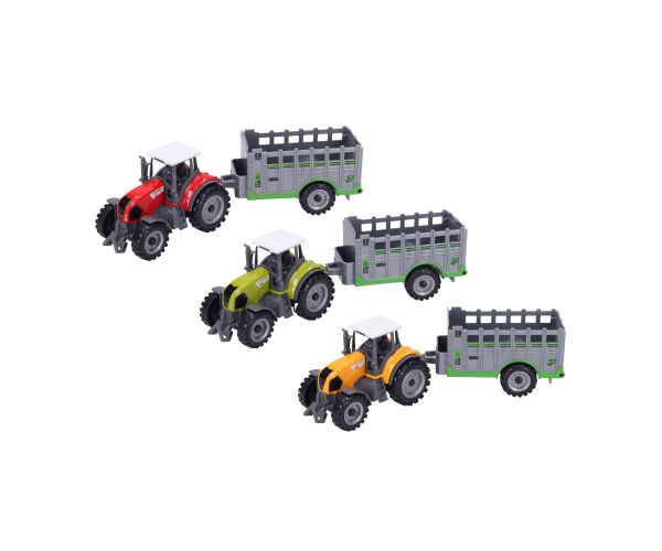 Traktor s ohrádkou kovový 19 cm