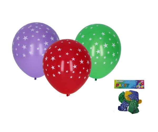 Balónek nafukovací 30cm - sada 5ks, potisk hvězdy