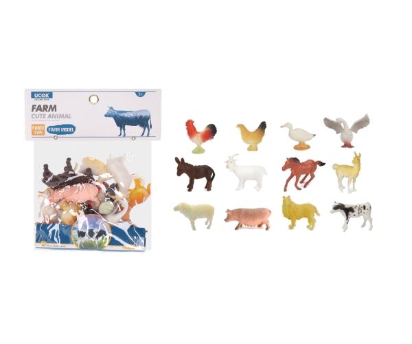 Zvířátka figurky farma 12 ks set 10 cm
