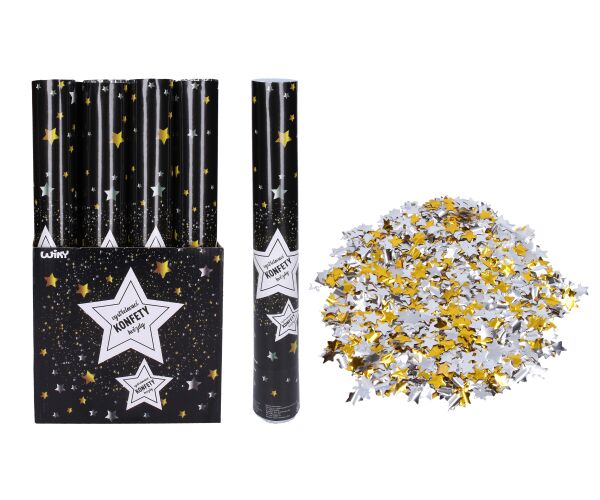 Párty konfety vystřelovací Hvězdy 40 cm