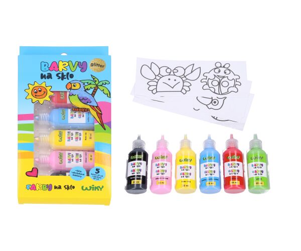 Barvy na sklo glitter 5+1 22ml