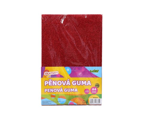 Pěnová guma A4 20x30 cm glitter, samolepící 10 ks