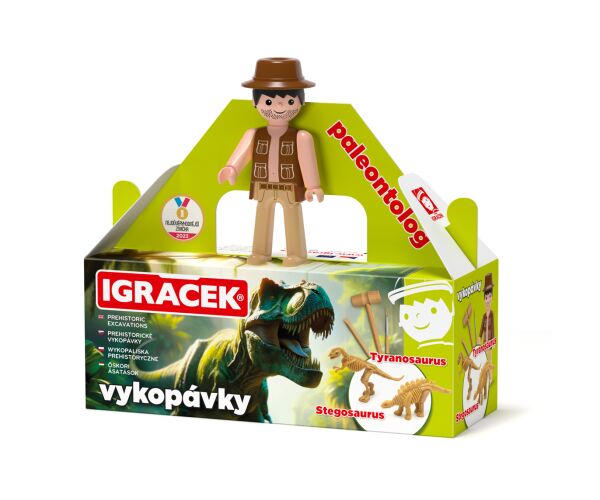 Igráček Paleontolog - figurka s vykopávkami dinosaurů Tyranosaura a Stegosaura