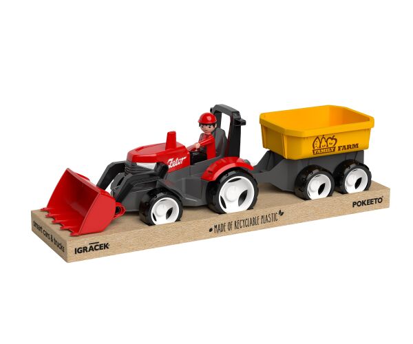 ECO MultiGO Červený traktor Zetor s radlicí, vlek, Igráček
